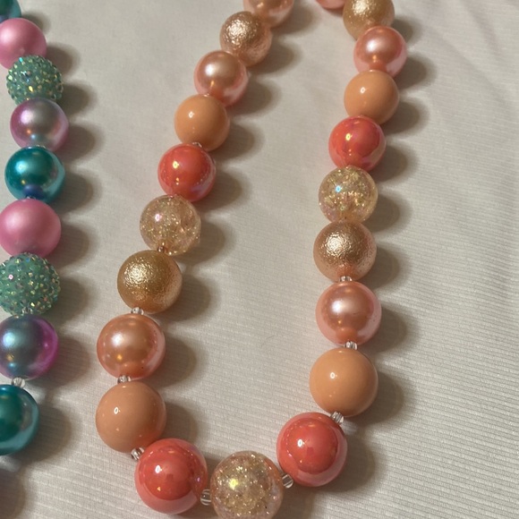 Little girls pastel chunky large bead sparkly necklace lot of 3 - Picture 6 of 9